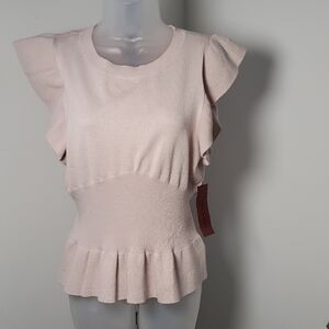 NWT Love Scarlett Ruffle Sleeve Blouse - Soft Pink